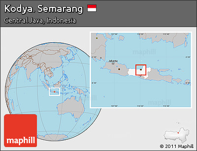 Gray Location Map of Kodya. Semarang, highlighted parent region