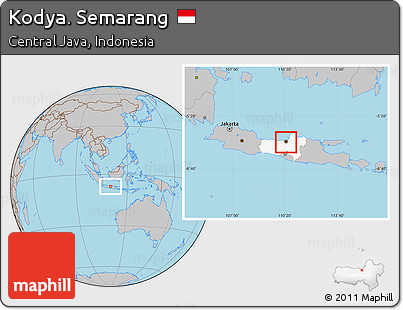 Gray Location Map of Kodya. Semarang, highlighted parent region