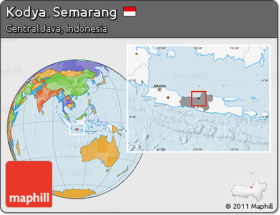 Political Location Map of Kodya. Semarang, highlighted country, highlighted parent region