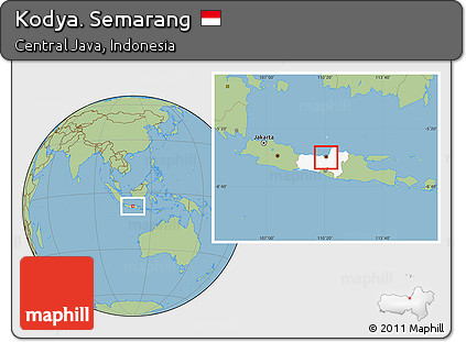 Savanna Style Location Map of Kodya. Semarang, highlighted parent region