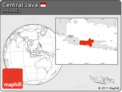 Blank Location Map of Central Java, highlighted country