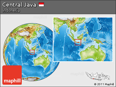 Physical Location Map of Central Java, within the entire country