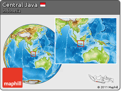 Physical Location Map of Central Java, within the entire country