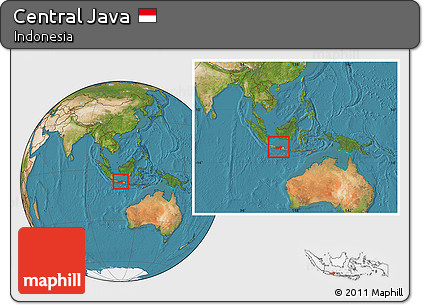 Satellite Location Map of Central Java, within the entire country