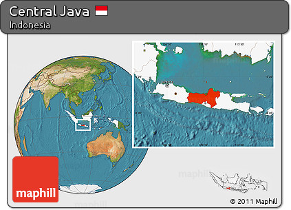 Satellite Location Map of Central Java, highlighted country