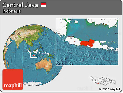 Satellite Location Map of Central Java, highlighted country