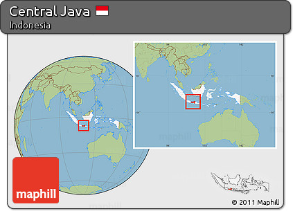 Savanna Style Location Map of Central Java, highlighted country, within the entire country