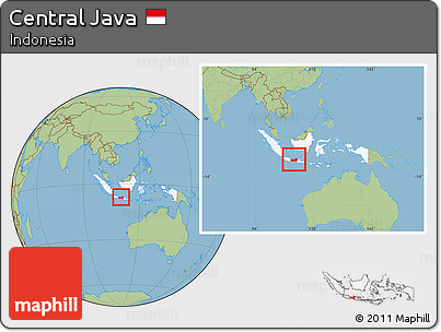 Savanna Style Location Map of Central Java, highlighted country, within the entire country