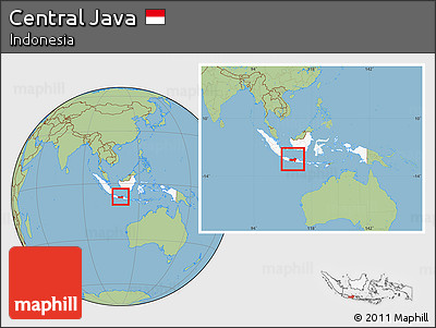 Savanna Style Location Map of Central Java, highlighted country, within the entire country
