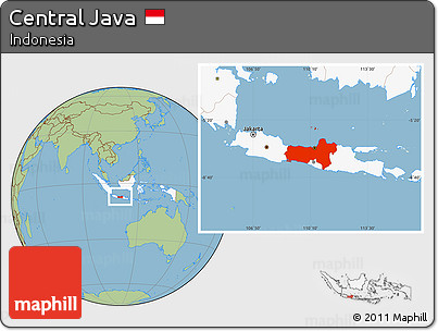 Savanna Style Location Map of Central Java, highlighted country