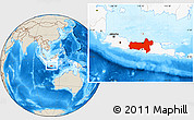 Shaded Relief Location Map of Central Java, highlighted country