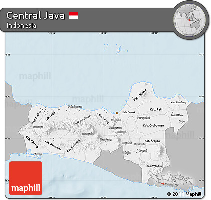 Gray Map of Central Java, single color outside
