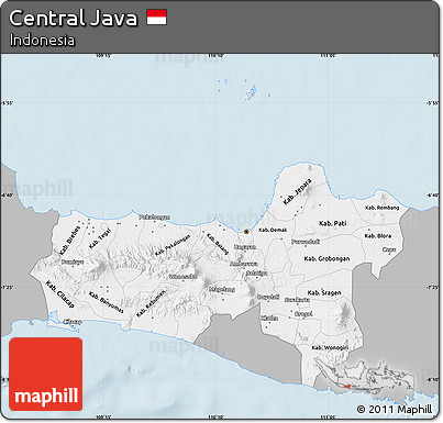 Gray Map of Central Java, single color outside