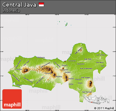 Physical Map of Central Java, cropped outside