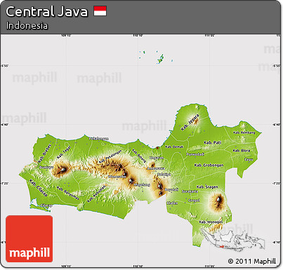Physical Map of Central Java, cropped outside