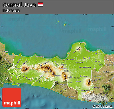 Physical Map of Central Java, satellite outside