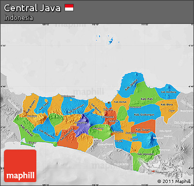 Political Map of Central Java, lighten, desaturated