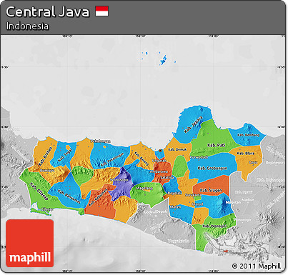 Political Map of Central Java, lighten, desaturated