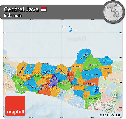 Political Map of Central Java, lighten