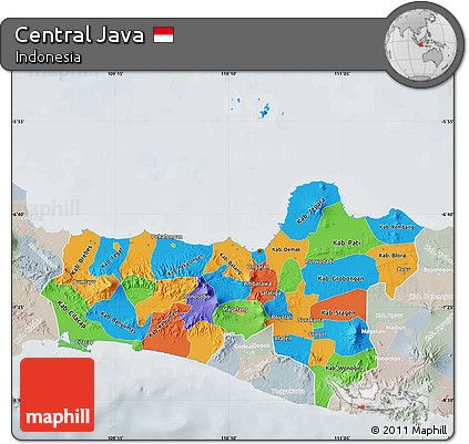 Political Map of Central Java, lighten, semi-desaturated