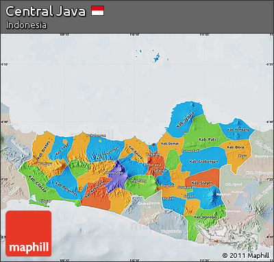 Political Map of Central Java, lighten, semi-desaturated