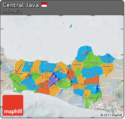 Political Map of Central Java, lighten, semi-desaturated