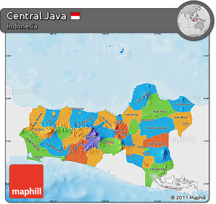 Political Map of Central Java, single color outside