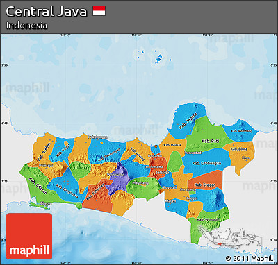 Political Map of Central Java, single color outside