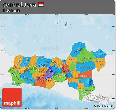 Political Map of Central Java, single color outside