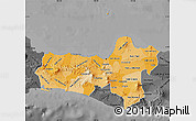 Political Shades Map of Central Java, darken, desaturated