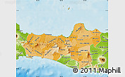 Political Shades Map of Central Java, physical outside
