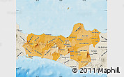 Political Shades Map of Central Java, shaded relief outside