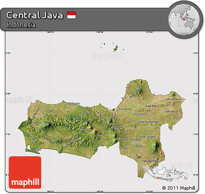 Satellite Map of Central Java, cropped outside