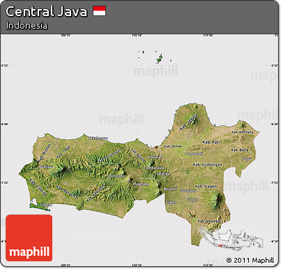 Satellite Map of Central Java, cropped outside