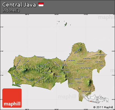 Satellite Map of Central Java, cropped outside