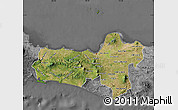 Satellite Map of Central Java, desaturated