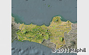 Satellite Map of Central Java, semi-desaturated