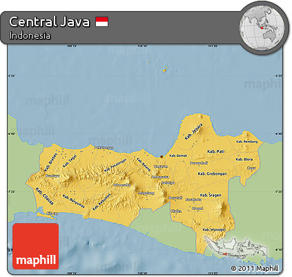 Savanna Style Map of Central Java, single color outside