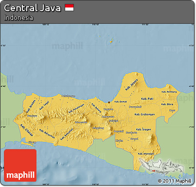 Savanna Style Map of Central Java, single color outside