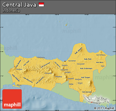 Savanna Style Map of Central Java, single color outside