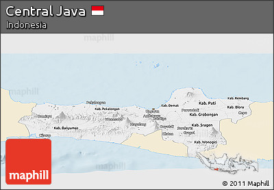 Classic Style Panoramic Map of Central Java, single color outside