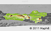 Physical Panoramic Map of Central Java, darken, desaturated