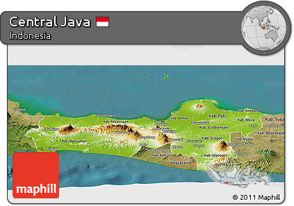 Physical Panoramic Map of Central Java, satellite outside