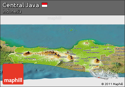 Physical Panoramic Map of Central Java, satellite outside