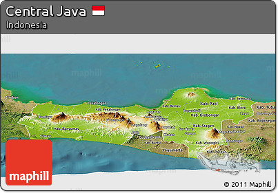 Physical Panoramic Map of Central Java, satellite outside