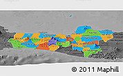 Political Panoramic Map of Central Java, darken, desaturated