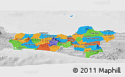 Political Panoramic Map of Central Java, lighten, desaturated