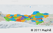 Political Panoramic Map of Central Java, lighten, semi-desaturated