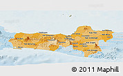 Political Shades Panoramic Map of Central Java, lighten
