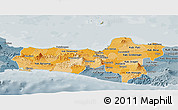 Political Shades Panoramic Map of Central Java, semi-desaturated